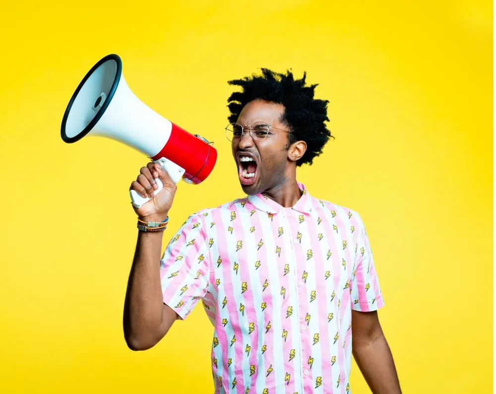 Person with megaphone